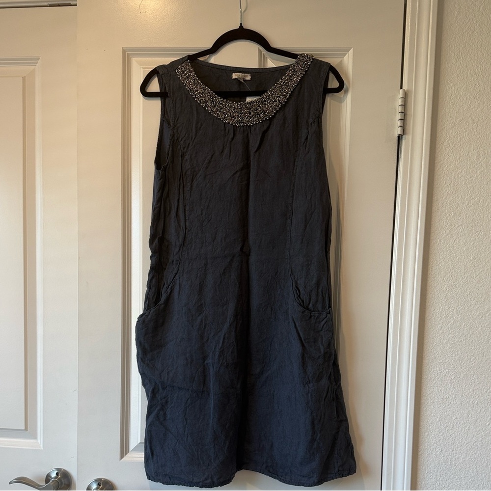 Sleeveless Embellished Collar Mini Dress - Black